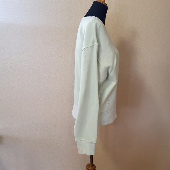 Citizens of Humanity Distressed Crop Pullover Sweatshirt Size S Blue - Picture 5 of 13